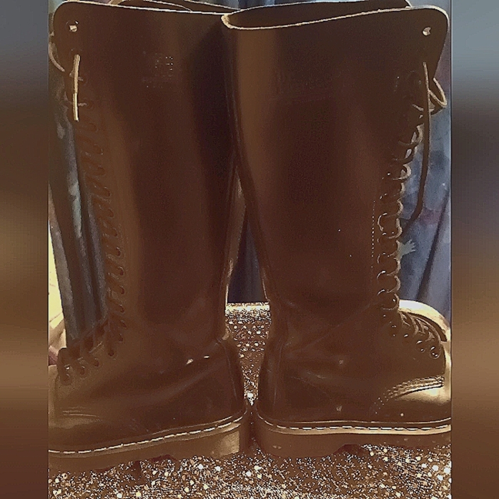 Dr martens lace up knee high combat boots
